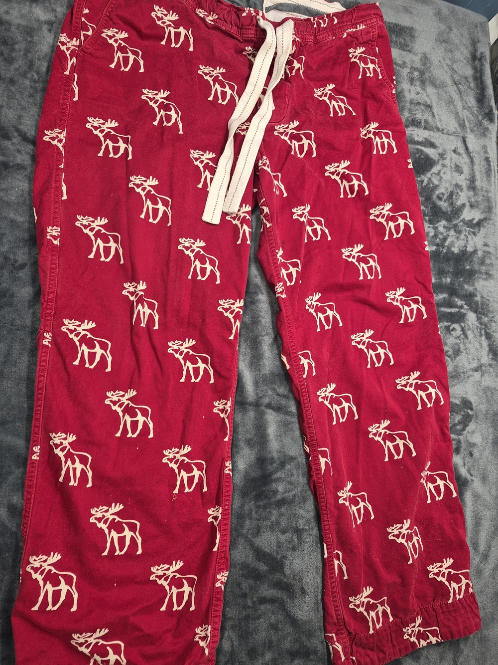 Vintage Y2K Abercrombie & Fitch Men's Medium Red Pajama Lounge Pants AOP Moose